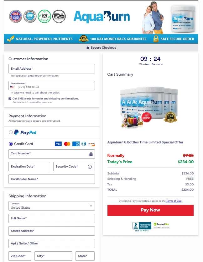 AquaBurn Order Page
